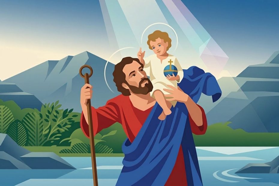 Saint Christopher - Illustration prière catholique